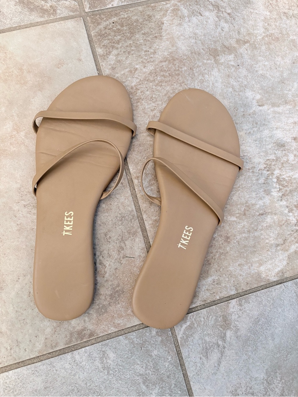 TKEES Gemma Double Strap Leather Sandals SunKissed